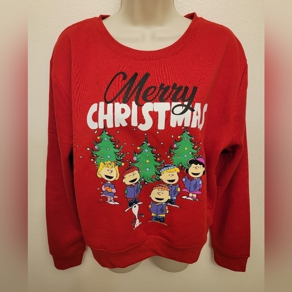 NWT Charlie Brown & Gang Christmas Cropped Sweatshirt